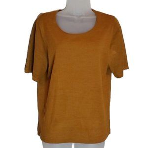 America's Alpaca Burnt Orange Short Sleeve Knit Scoop Neck Top SZ L